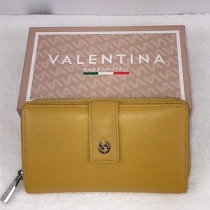 NEW VALENTINA Mustard Italian Made Leather Wallet